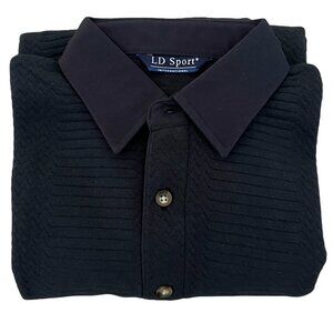 LD Sport International Men's Medium Blue Long Sleeve Quilted Polo
